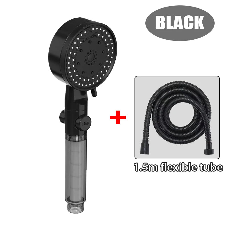 10-in-1 Handbrause mit Wasserfilter - One-Touch-Stopp – Wassersparend - Hochdruck