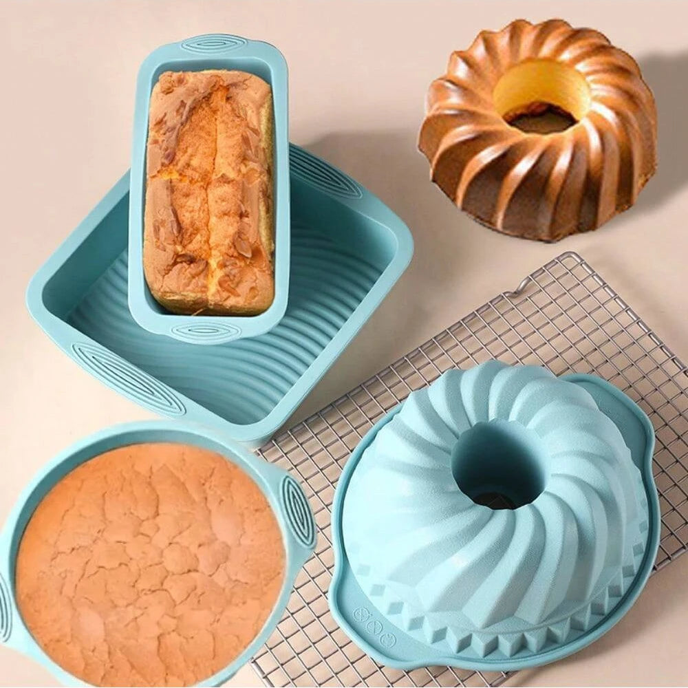 6tlg. Silikon Backformen Set - Ofenfest - Vielseitig für Gebäck - Kuchen