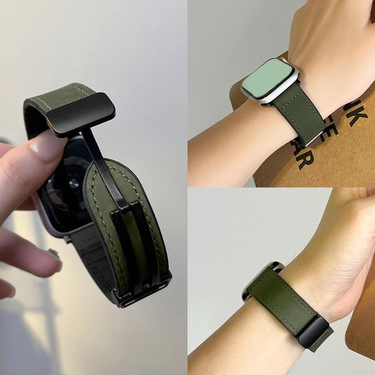 Lederarmband für Smartwatch kompatibel mit 40 41 42 44 45 46 49 mm