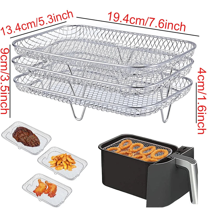 Edelstahl Air Fryer Backblech mit Doppelstock-Rack für gleichmäßiges Garen