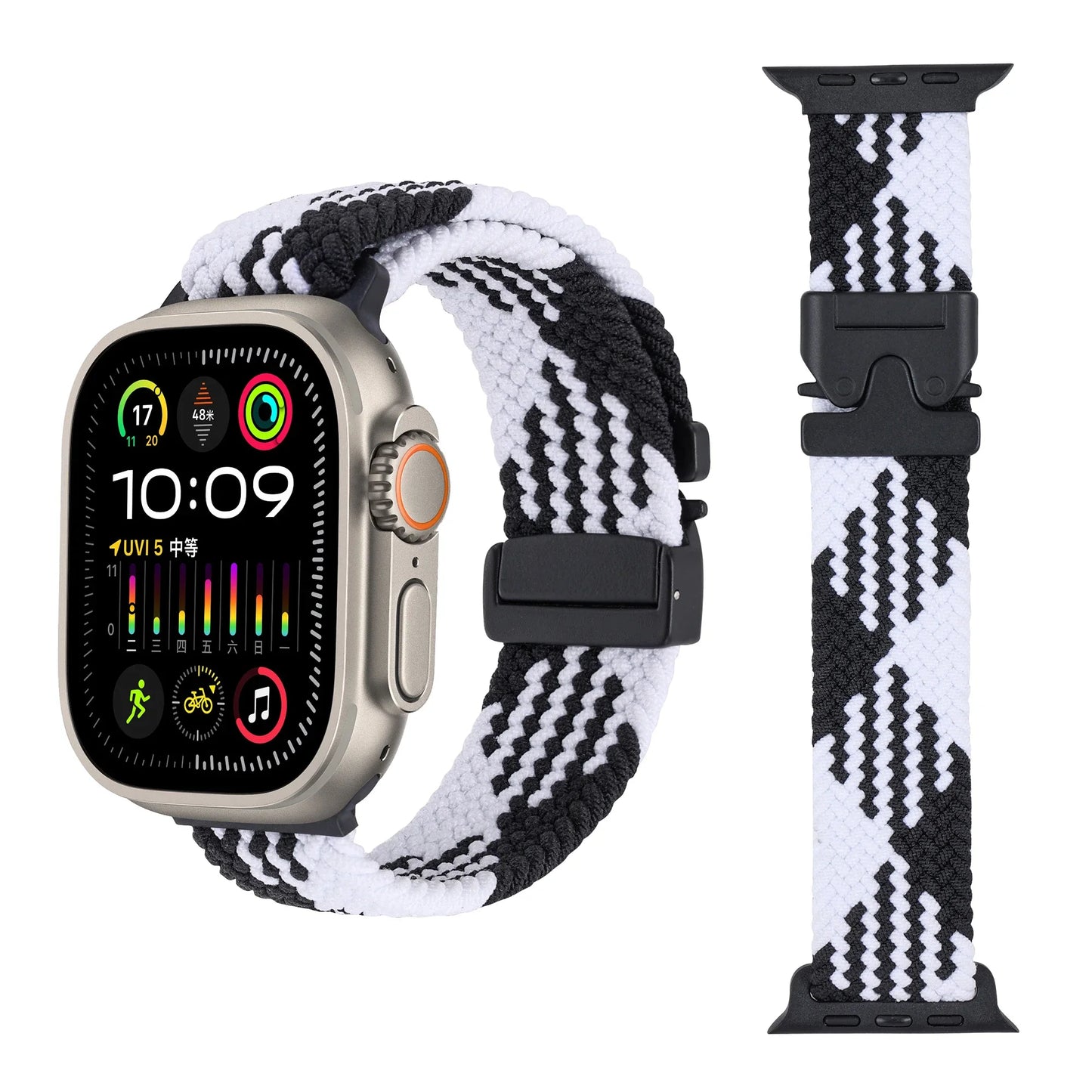 Geflochtenes Fallschirm-Nylonarmband mit Metallverschluss für Smartwatches