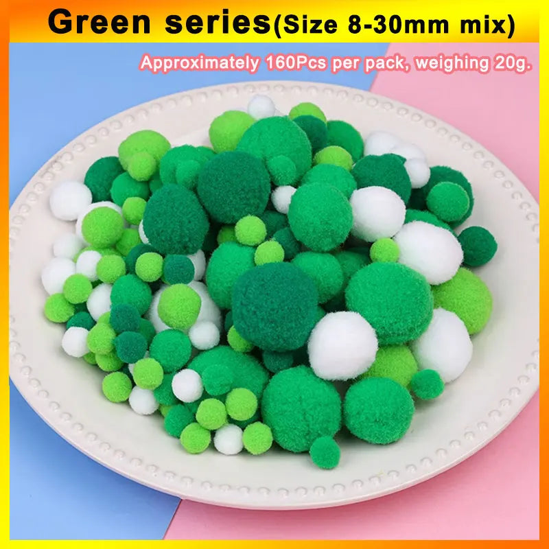 160 bunte Bastel-Pompons 8-30 mm – weicher DIY-Mix für kreative Projekte