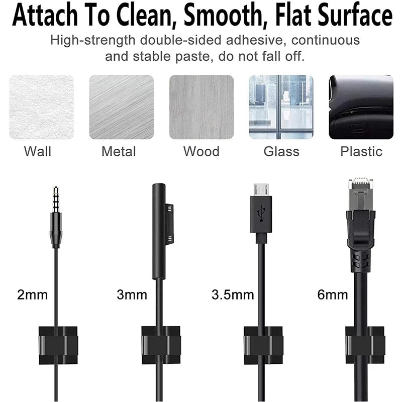 Kabel Organizer Clips – Selbstklebende Halter für USB - Elektronik Kabel