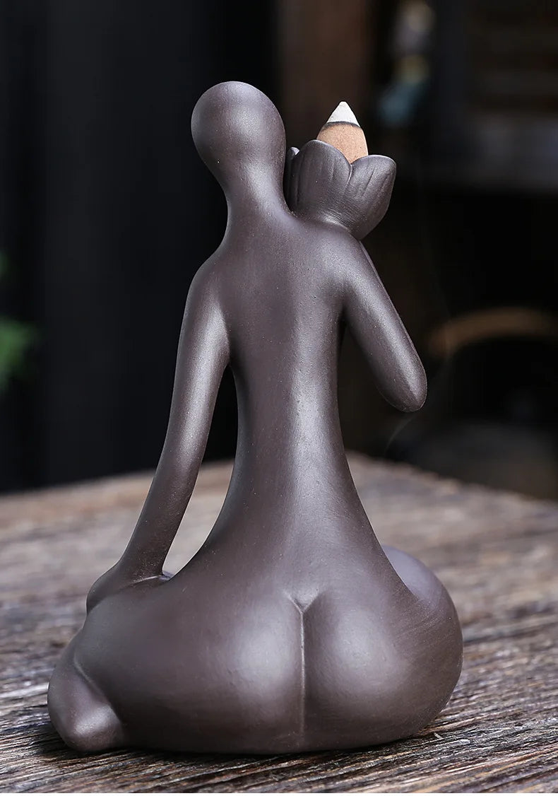 Lila Ton Rückfluss Weihrauchbrenner mit Wasserfall Effekt