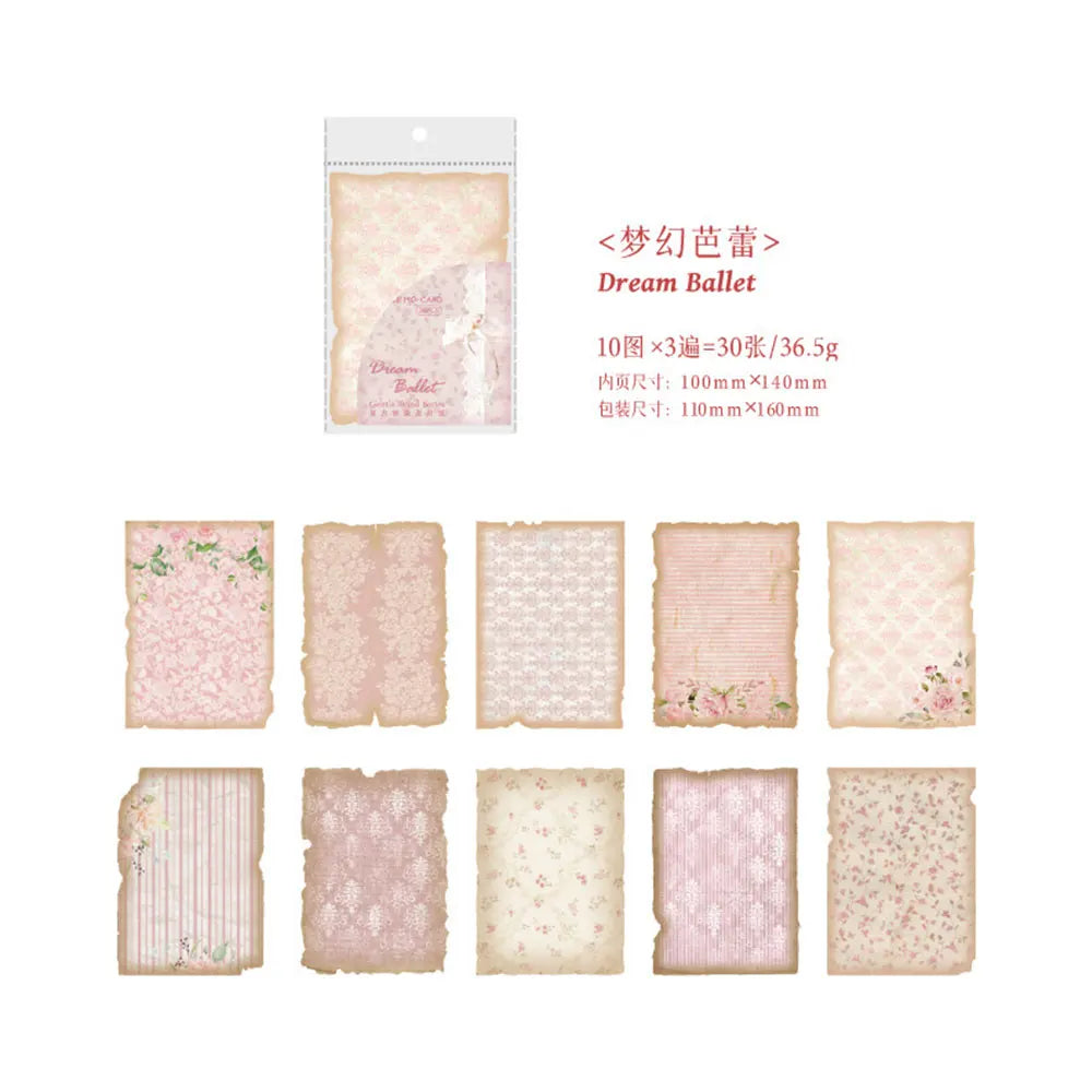 30 Blatt Vintage Scrapbook-Papier für DIY Basteln und Journaling