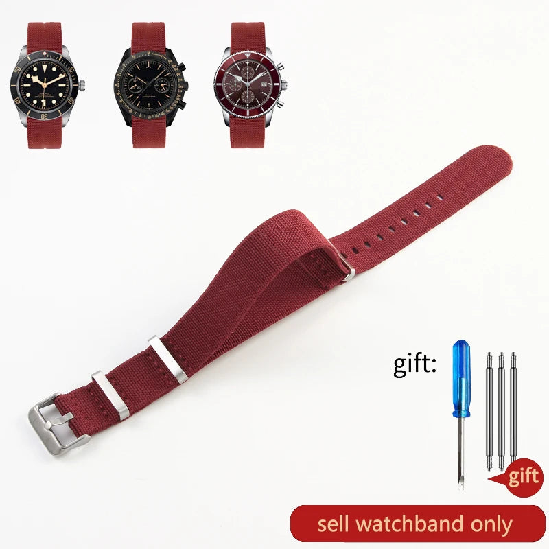 Retro Fallschirm Nylon Uhrenarmband in 18, 20 und 22 mm High Density