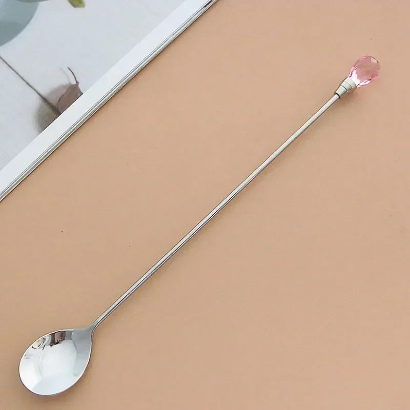 Elegantes 4er-Set Edelstahl-Diamant-Kaffeelöffel 18 cm – Perfekt für Kaffee & Dessert