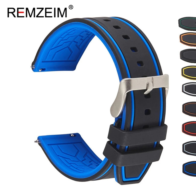 Silikon Uhrenarmband mit Schnellverschluss in 20/22/24mm Breite