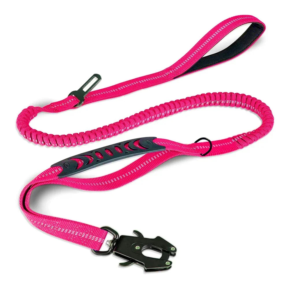 Stoßdämpfende Bungee-Hundeleine mit Sicherheitsgurt, reflektierend, 178 cm