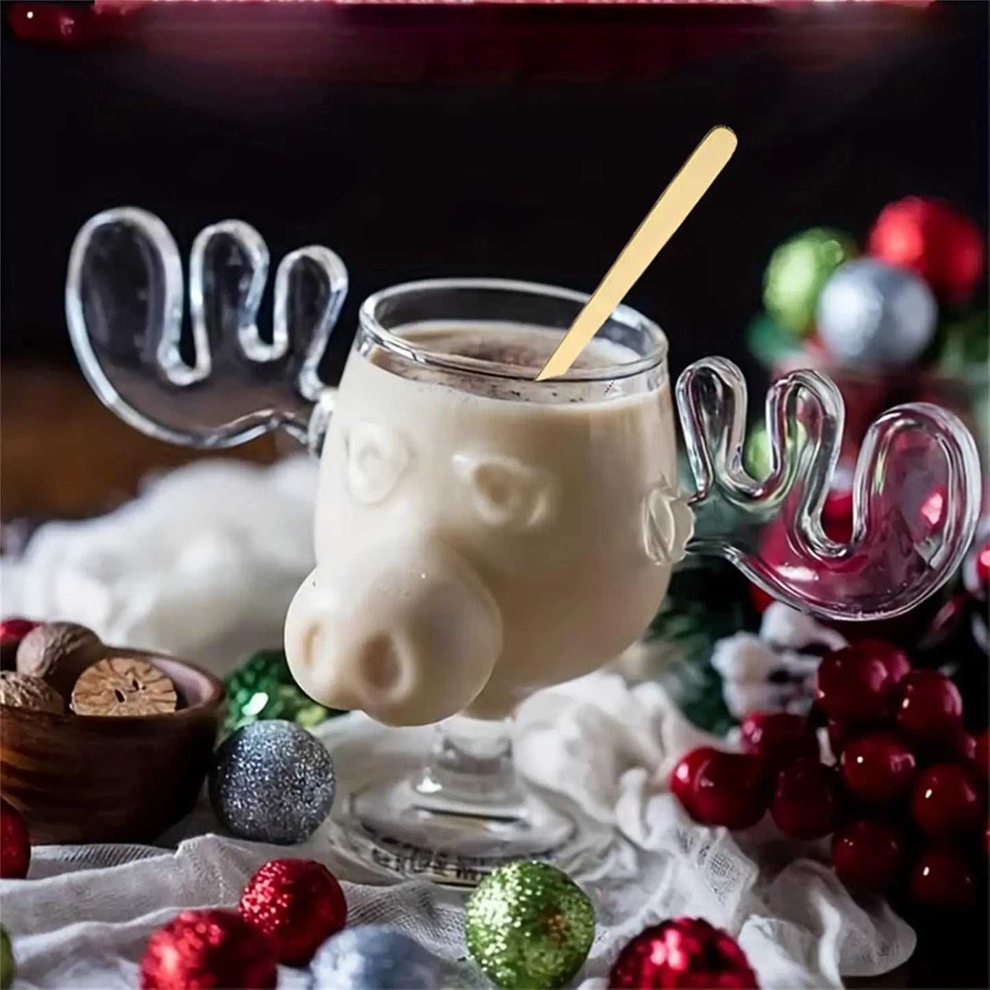 8 oz 240 ml Weihnachts-Elch Becher mit Katze Löffel für Festtage