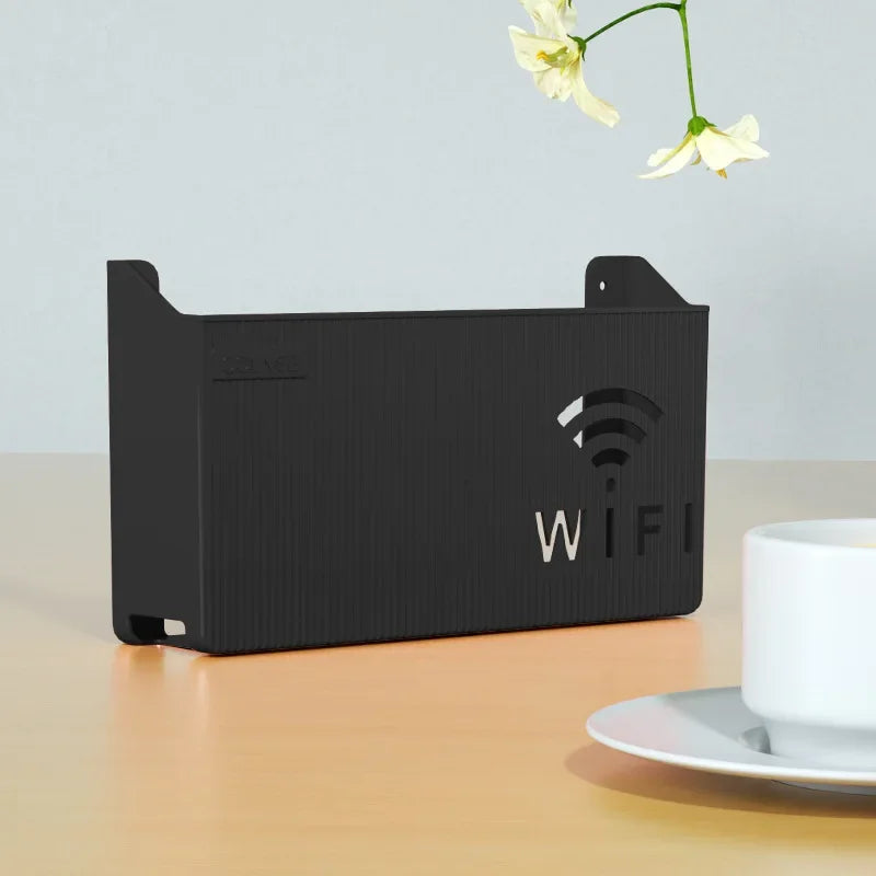 Wandmontiertes WLAN-Router-Regal mit Kabelmanagement für Wohnzimmer
