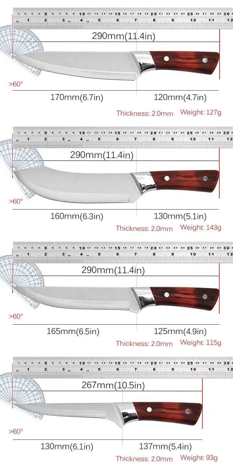Geschmiedetes Entbeiner Messer mit Holzgriff für präzises Fleisch und Fisch schneiden