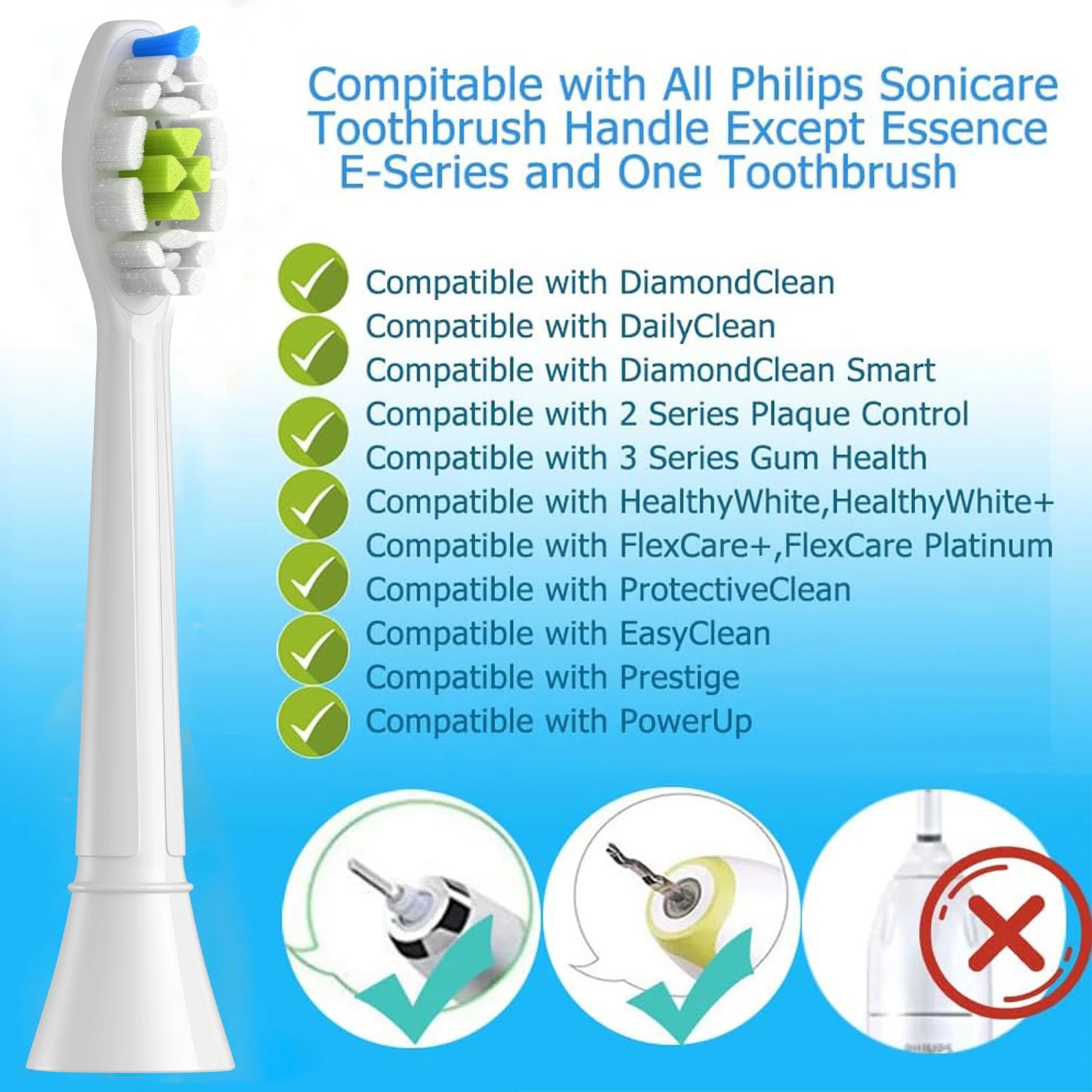 Sanfte - gründliche Reinigung: 4/8/12/16 Zahnbürstenköpfe kompatibel mit Sonicare