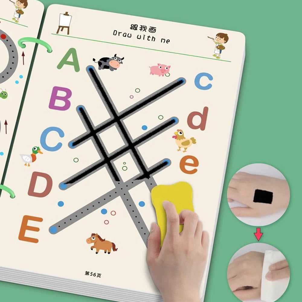 Wiederverwendbares Übungsbuch für kinderleichtes Schreiben lernen