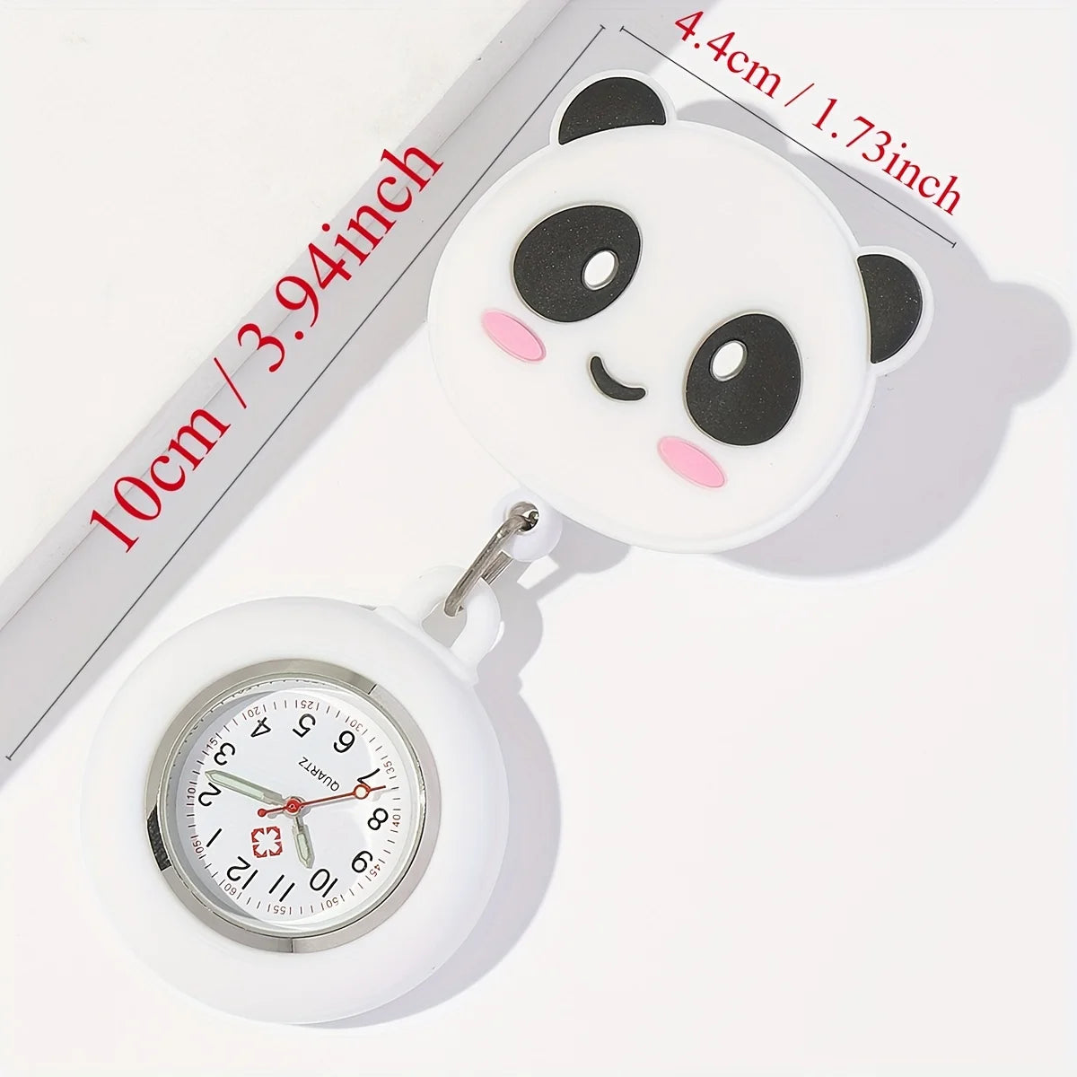 Niedliche Krankenschwester-Taschenuhr mit Panda - Weltzeit – dehnbares Band