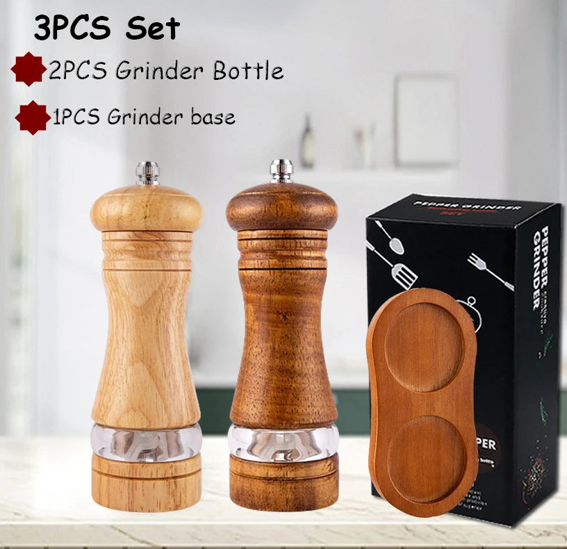 6 Zoll Holz Pfeffermühle manuell mit einstellbarem Keramik-Mahlwerk