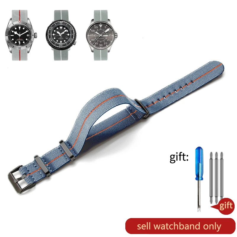 Retro Fallschirm Nylon Uhrenarmband in 18, 20 und 22 mm High Density