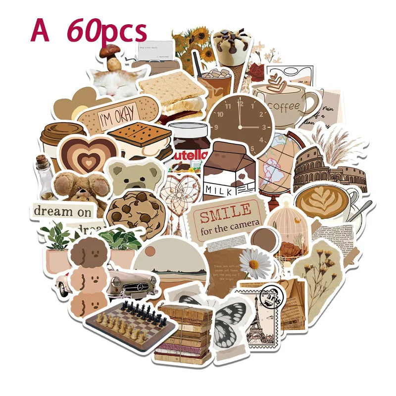 50-180 Stück vintage Stil Papieraufkleber für Scrapbooking und Dekoration