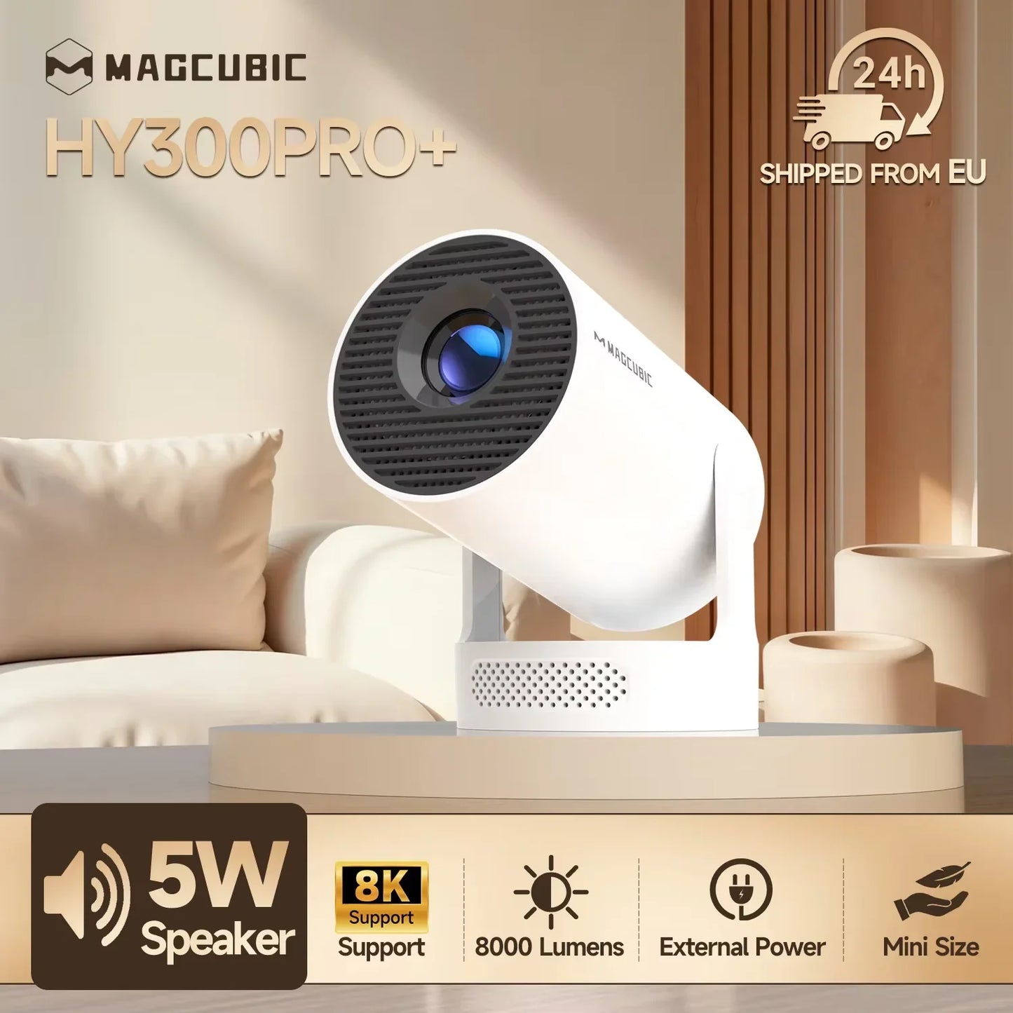 Magcubic HY300 Pro+ 8K Android 14 Beamer – 8000 Lumen