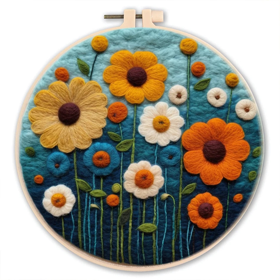 Kreatives Nadel Filz Kit für Anfänger mit Wolle, Nadeln - Filzleinwand 20x20cm
