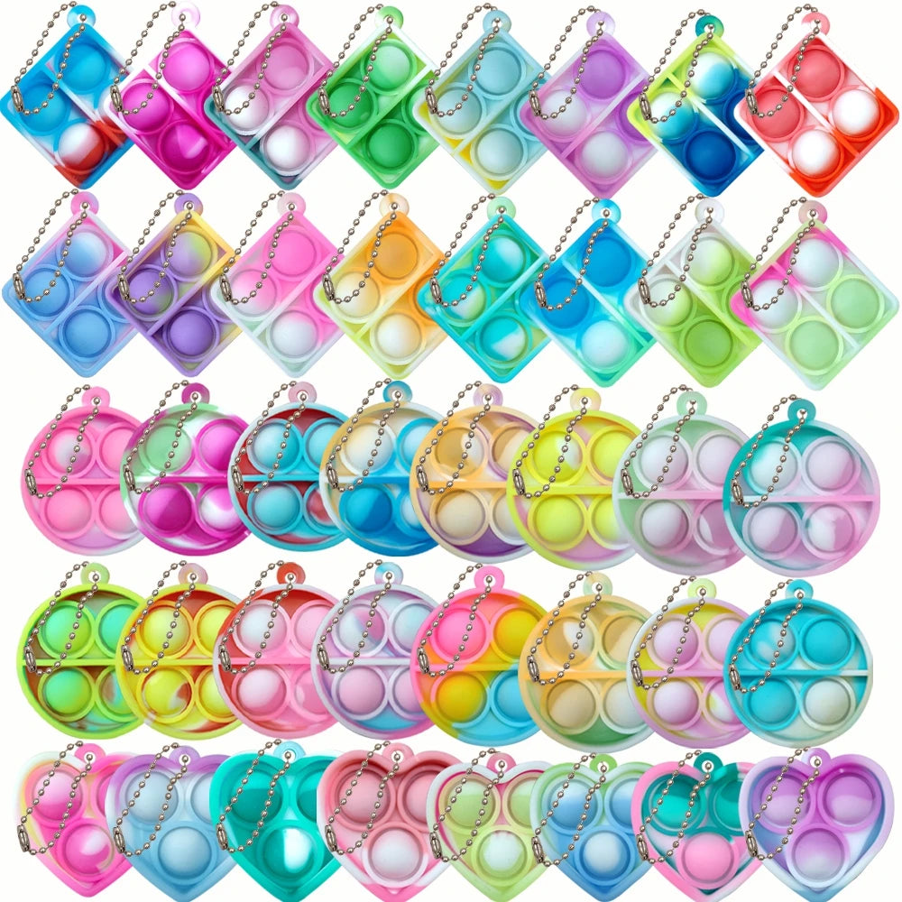 Mini Pop Fidget Spielzeug Set Schlüsselanhänger Stressabbau Party Büro