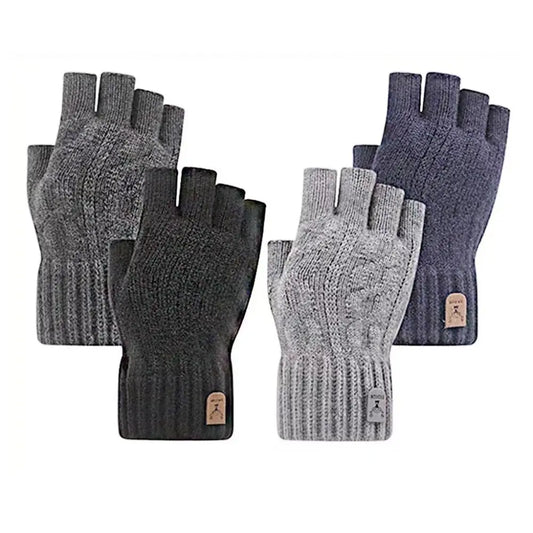 Winter Halbfinger Handschuhe Strick Thermo Warm Dehnbar Unisex
