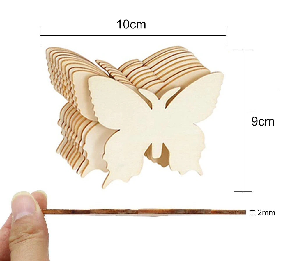 10 Holzscheiben DIY Set Schmetterling und Blume für kreative Dekoration