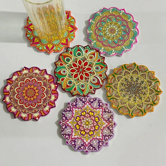 Achteckige Keramik Tischset Untersetzer Mandala Muster Wasserdicht