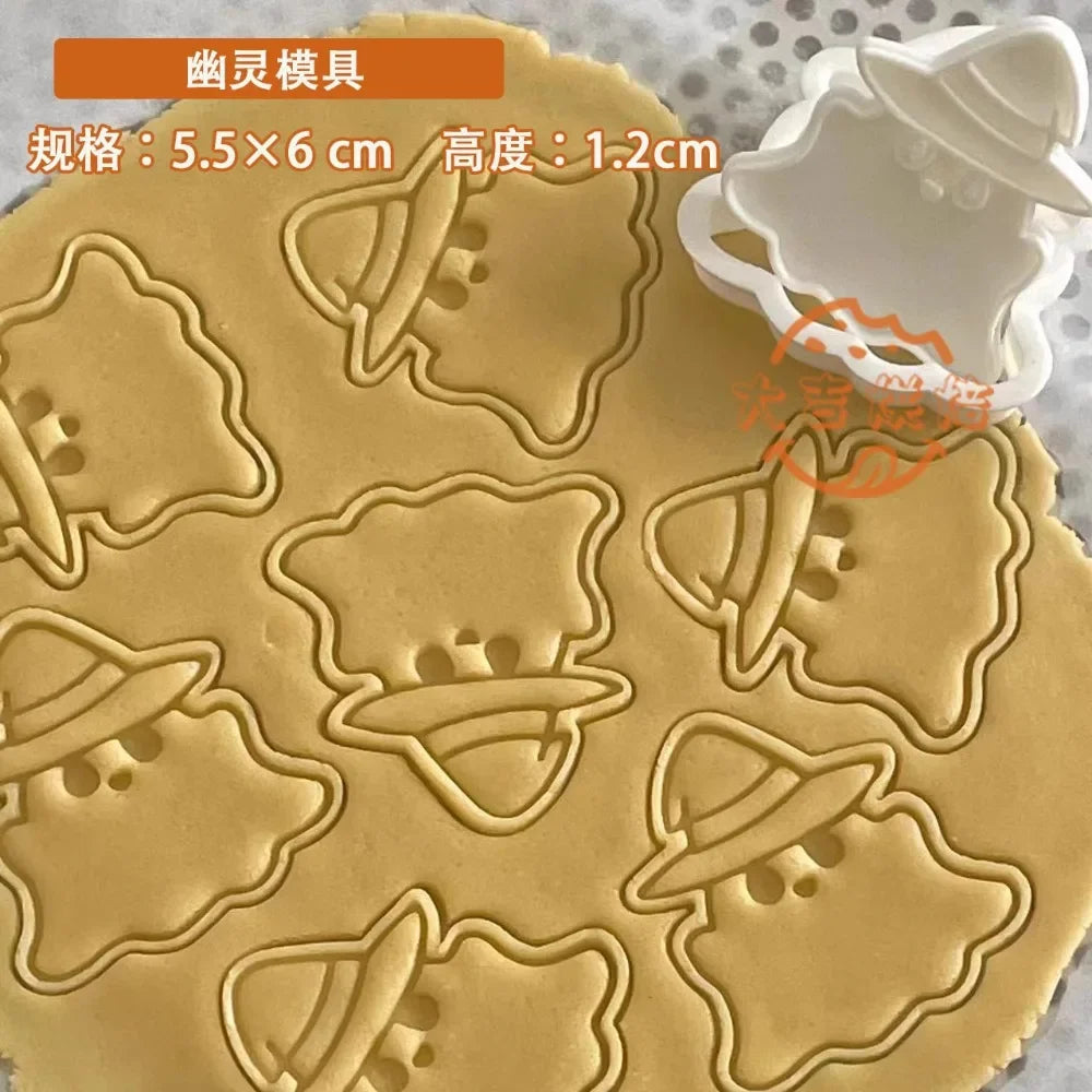 Halloween Keks Ausstecher Set Kunststoff 3D Finger Geist Fledermaus Kürbis