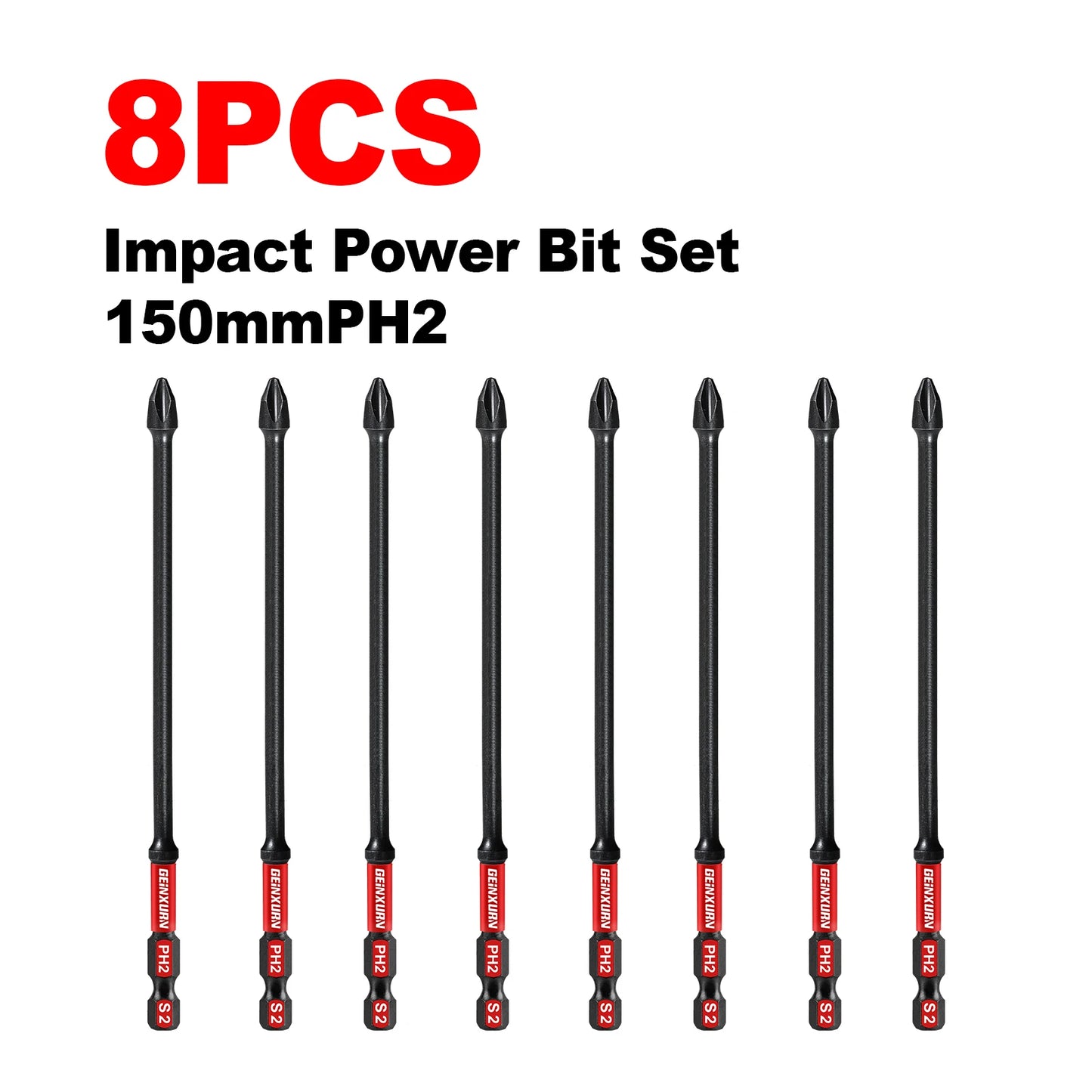 Schlagfestes PH2 Kreuzschlitz Bit-Set 6 Zoll für Schlagschrauber S2 Stahl