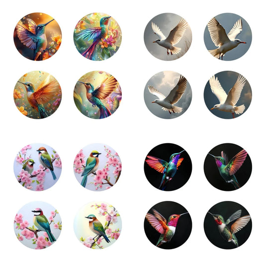 4er Set bunte rutschfeste Holzuntersetzer ideal für Küche Büro Party