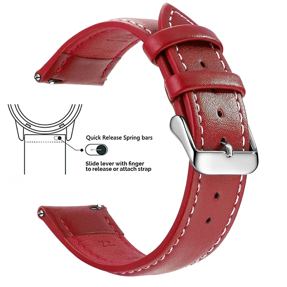 Echtleder Uhrenarmband Schnellverschluss 18/20/22mm für viele Smartwatches