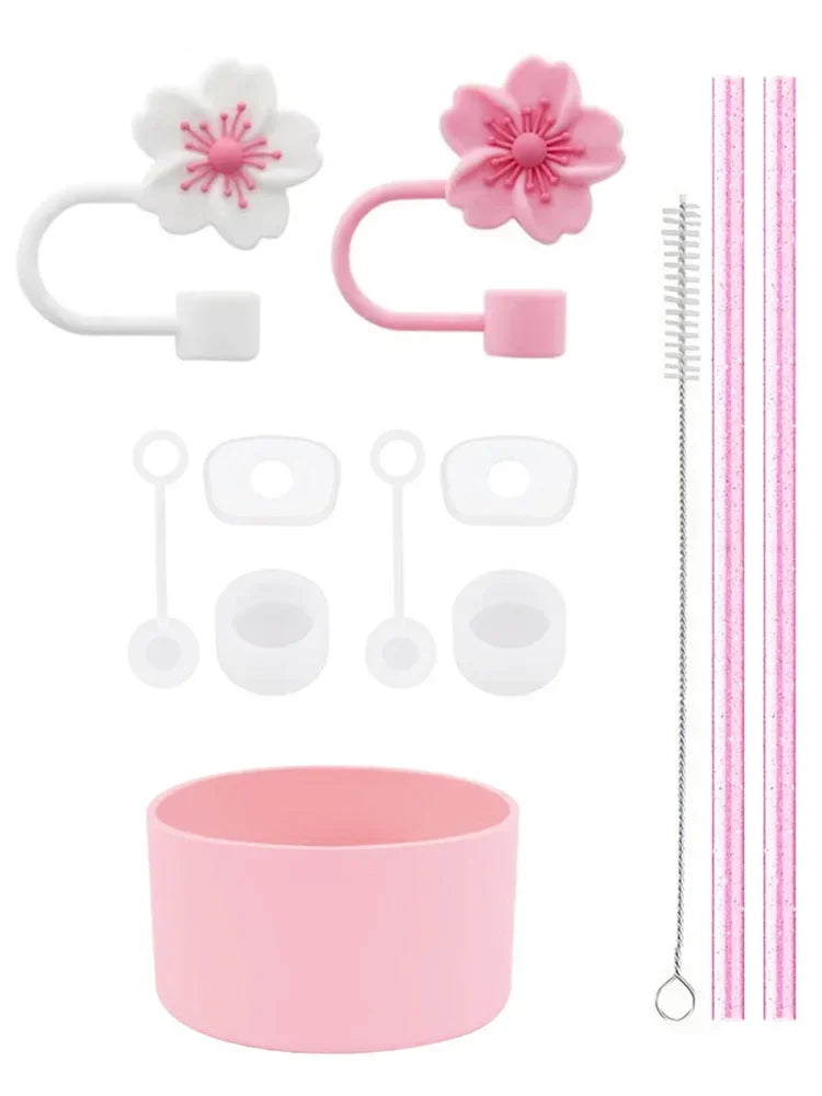 Praktisches 11-teiliges Zubehör-Set mit Silikonstopper - Strohhalm für 30/40oz Becher