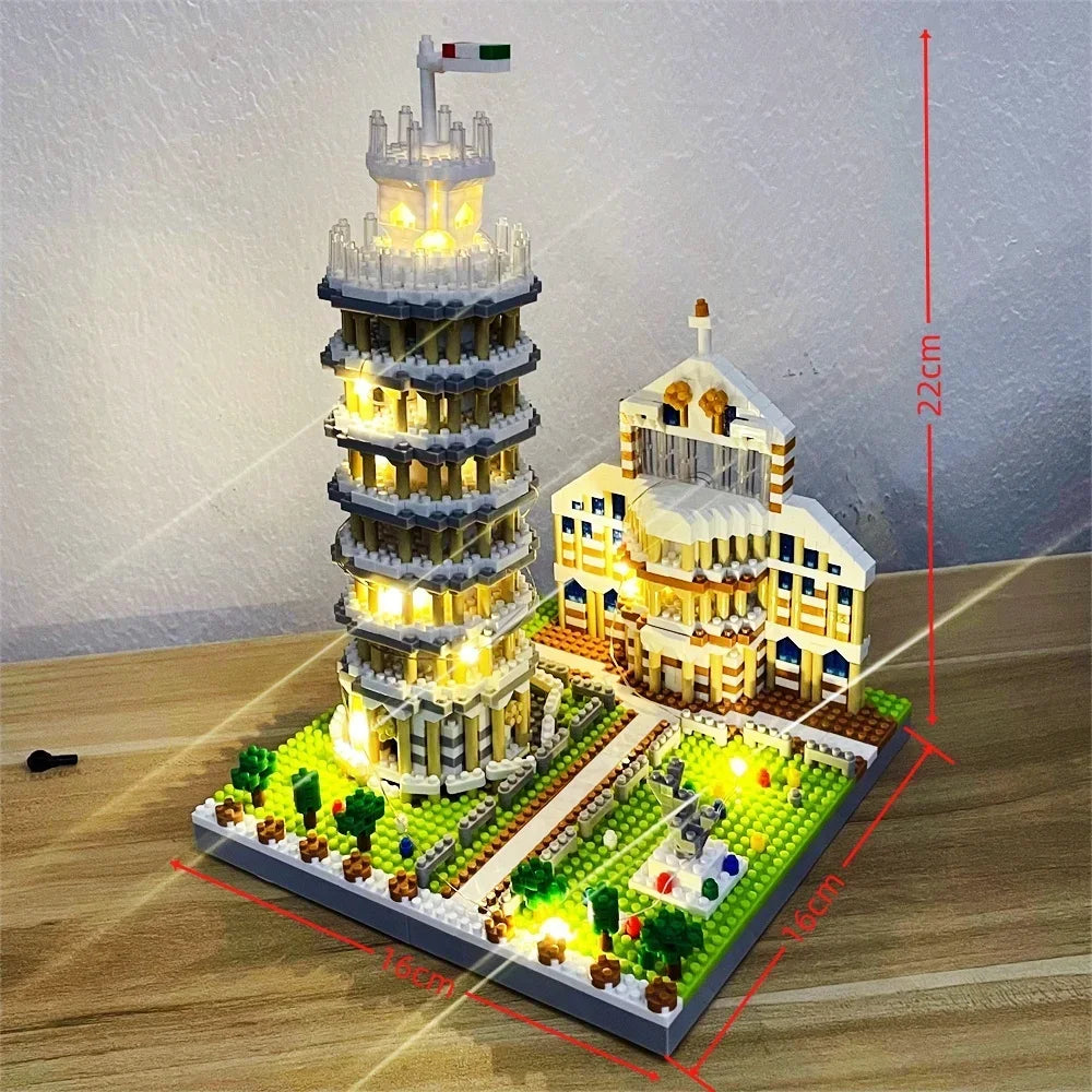 Mikro Mini Bausteine Spielzeug Eiffelturm mit LED Beleuchtung und Anleitung-Yabubest - Home & More
