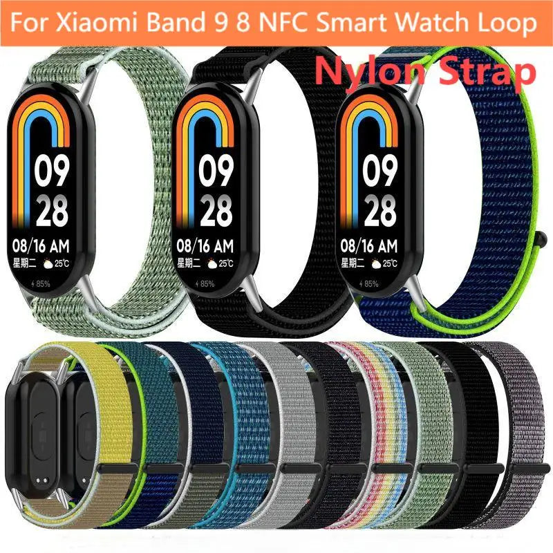 Nylon Armband für Xiaomi Band 9 8 NFC, verstellbares Handgelenkband