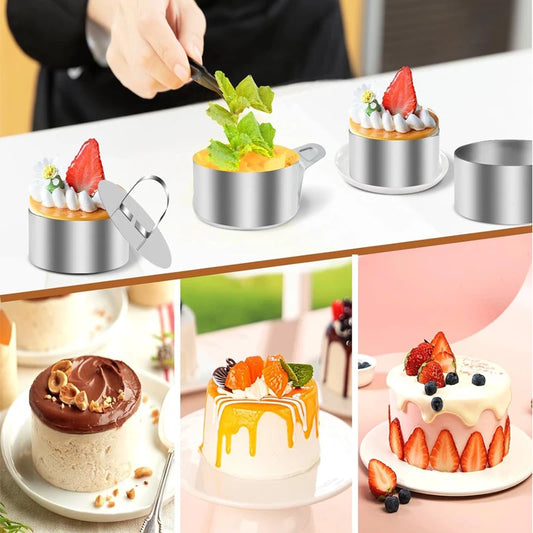 Runder Edelstahl Backring mit Drücker – Kuchen - Mousse Form