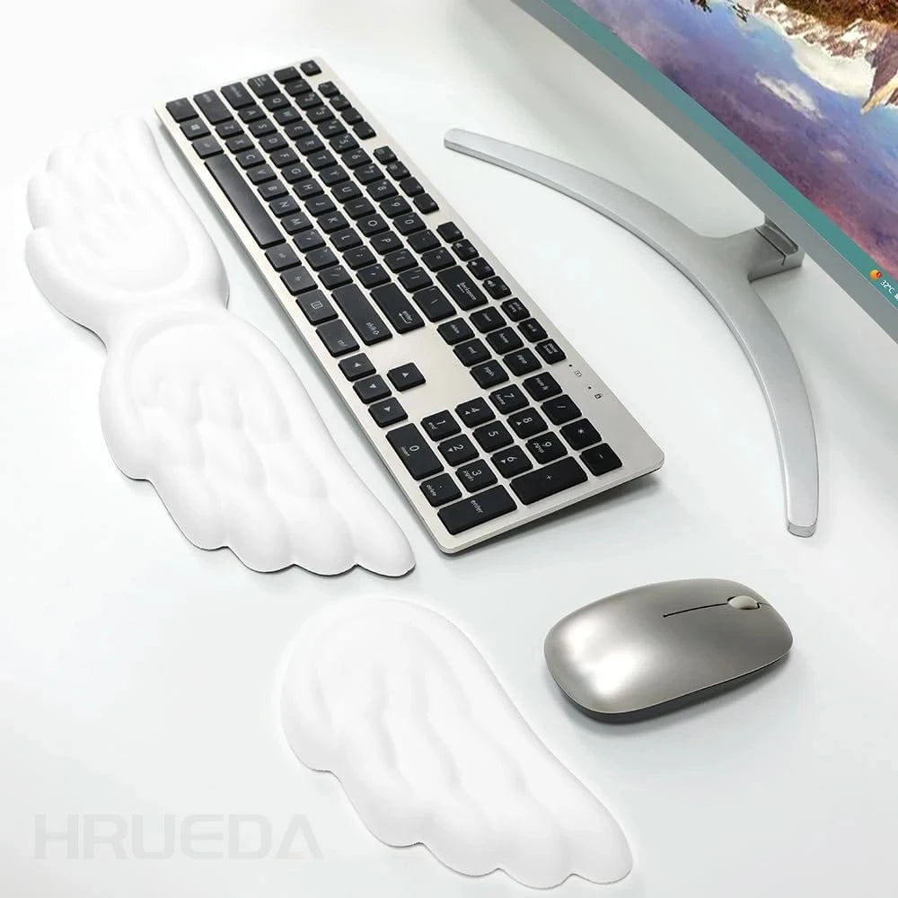 Ergonomische Tastatur-Maus-Handgelenkauflage mit Memory-Schaum Engelsflügel