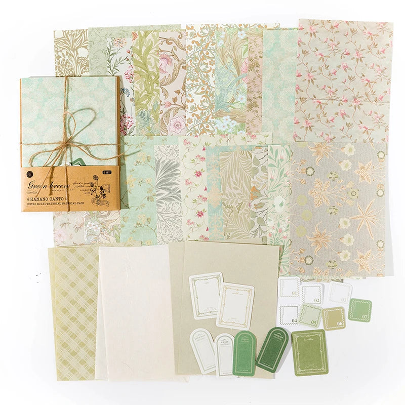 40 florale Vintage Papiere – Handgemacht - vielseitig für DIY - Scrapbooking