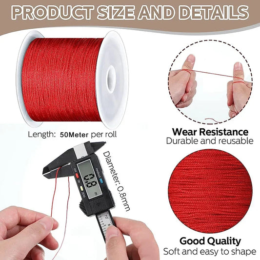 50 m Rolle 0,8 mm Nylonschnur für Makramee Armbänder und Schmuckherstellung