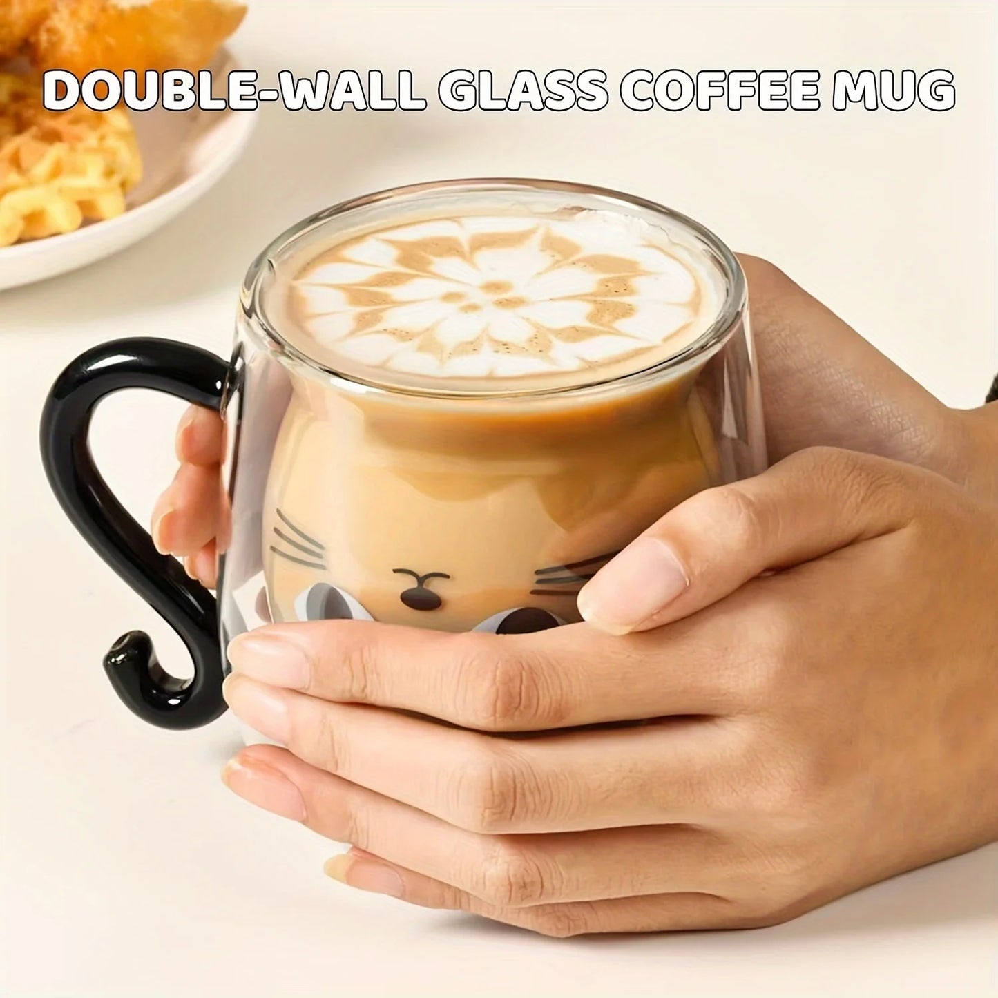 Doppelwandiger Katzen-Glasbecher 8,45/6,76 Unzen für Kaffee und Wasser