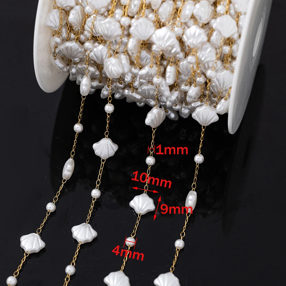 1m Edelstahl Imitationsperlenkette für DIY Schmuckherstellung Zubehör