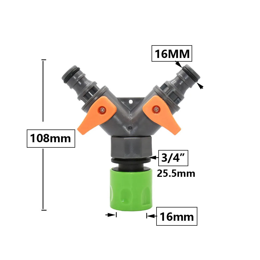 Gartenhahn Y-Verteiler für 2/4 Wege, 1/2 3/4 1 Zoll Gewinde, Schlauchanschluss