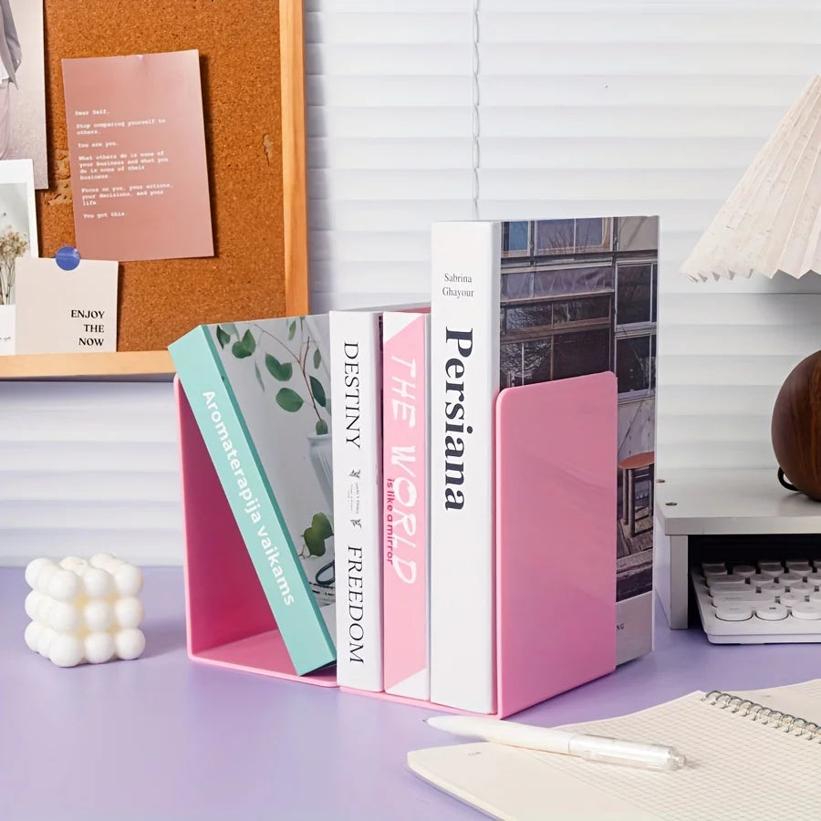 Set 2 große L-förmige Buchstützen für minimalistisches Bücherregal