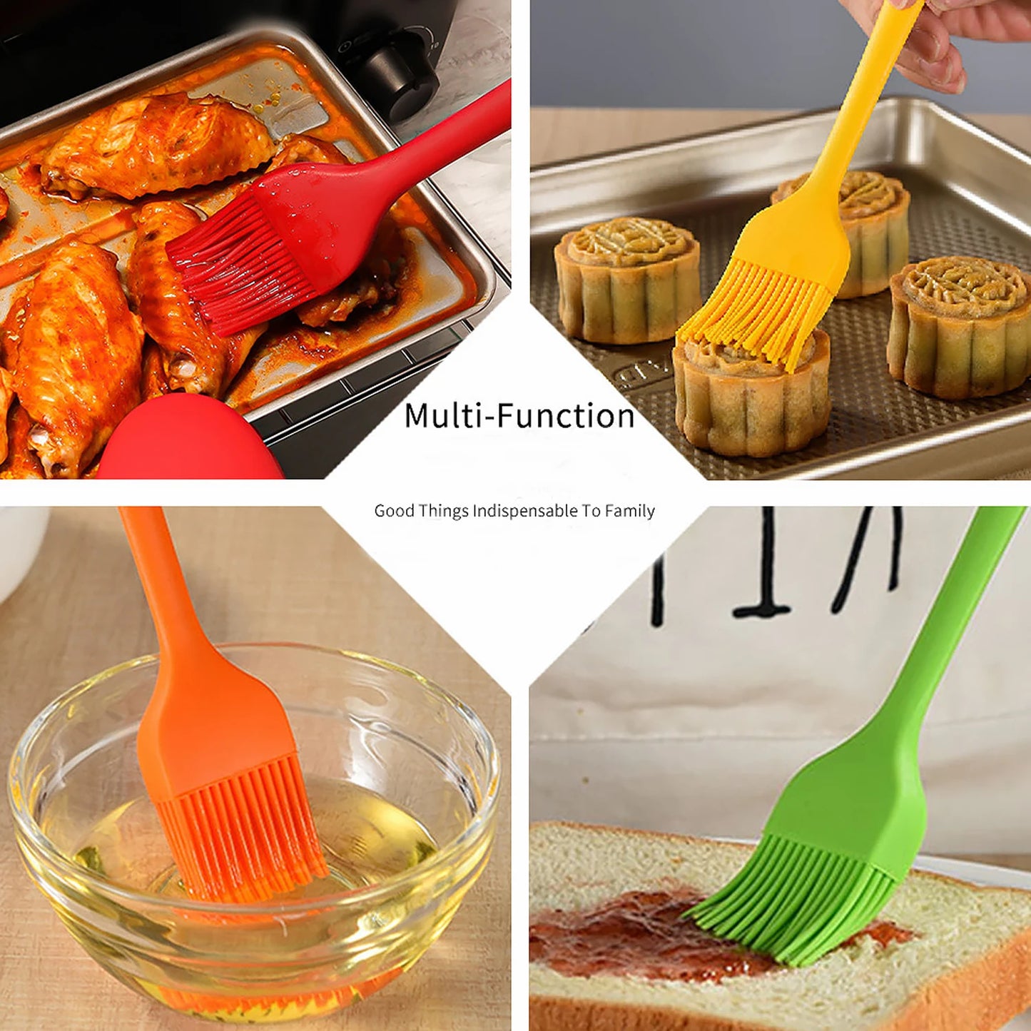 4er Silikonpinsel Set für Backen, Grillen, Kochen – Hitzebeständig - Vielseitig