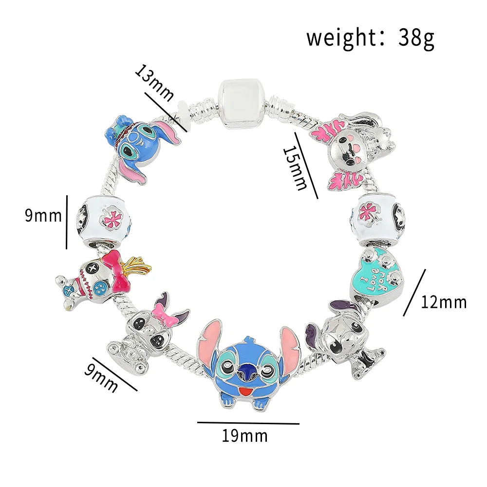 Unisex Charms Perlenarmband mit Cartoon Anhängern und Schlangenkette
