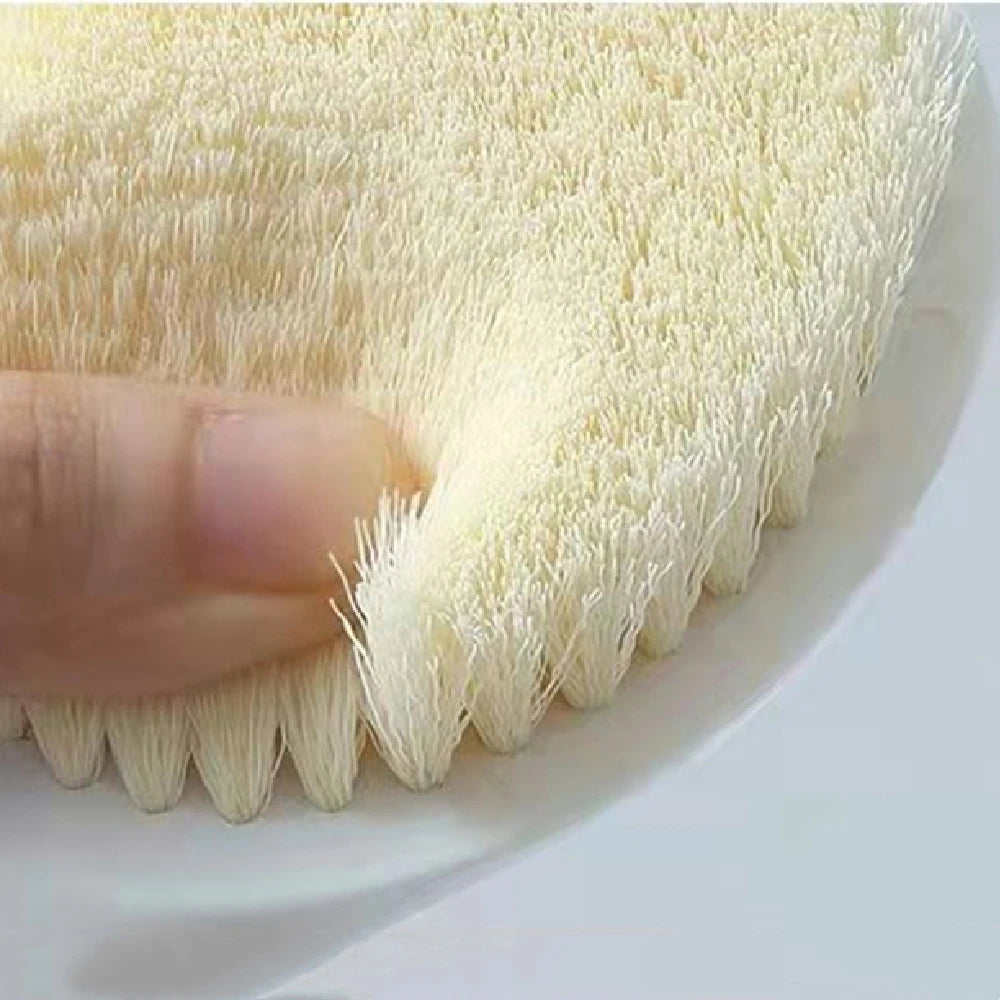Sanftes Körperpeeling & Massage: Badpinsel mit langem Griff in Weiß & Blau