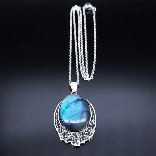 Boho Naturstein Labradorit Halskette für spirituelle Meditation