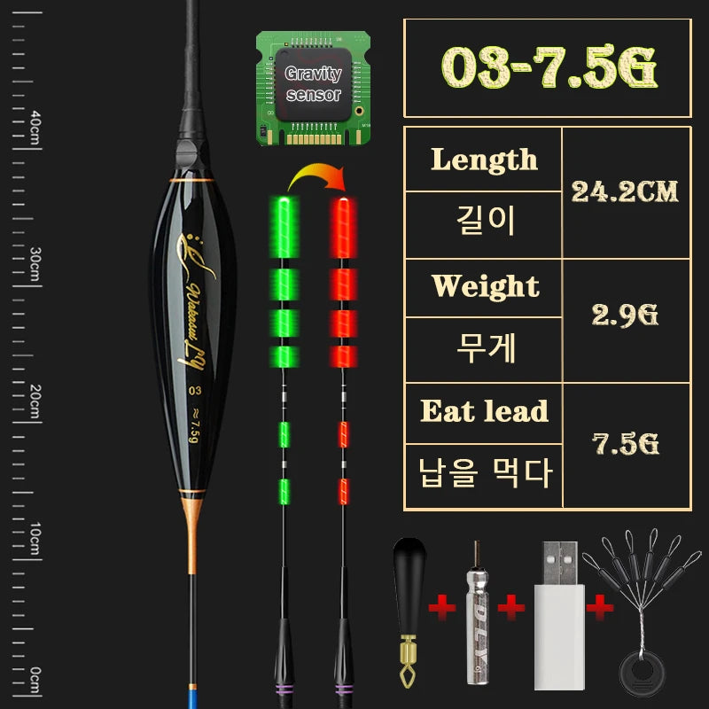 Elektronischer Angel-Float mit Schwerkraft-Erkennung und USB-Ladung