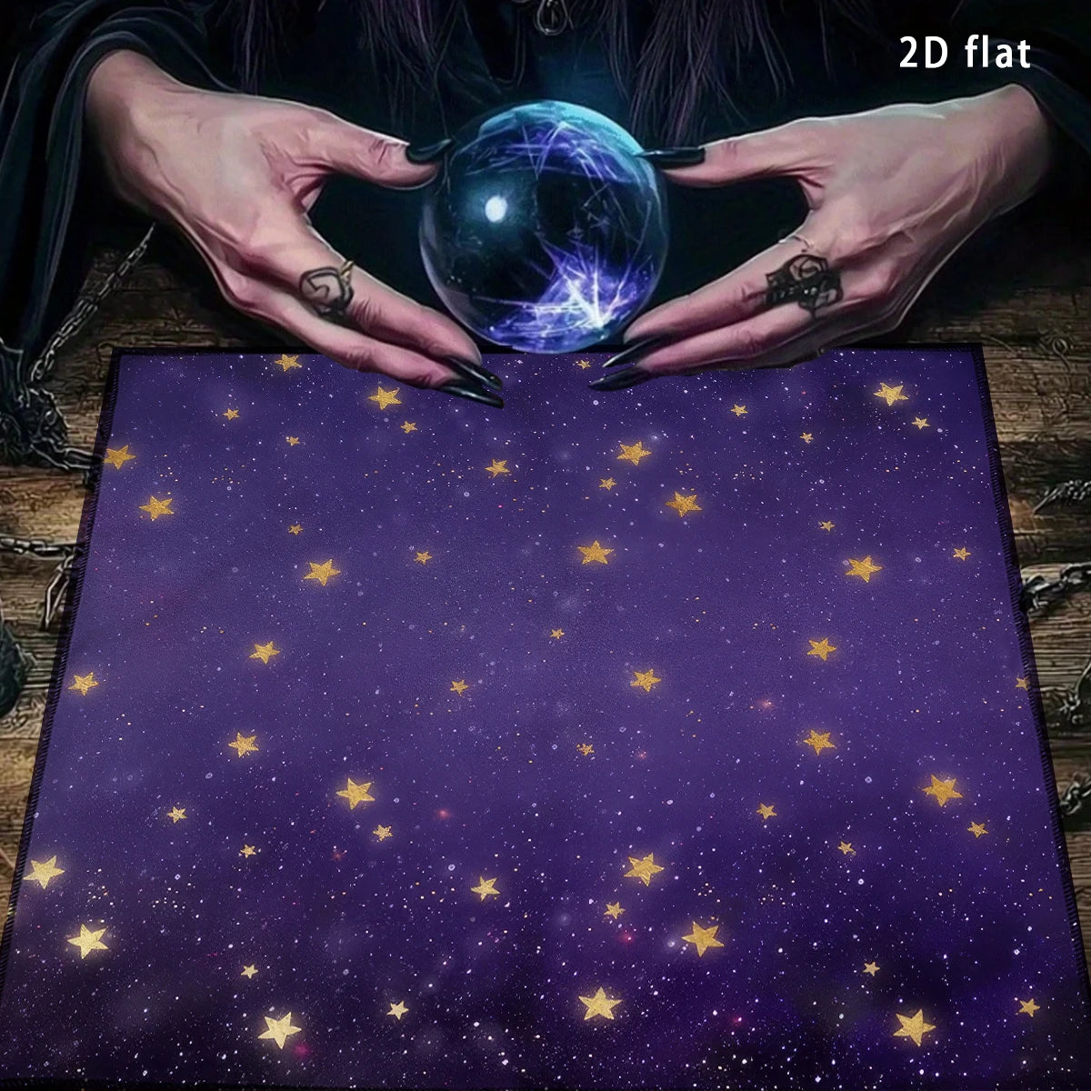 Mystisches Tarot Altartuch mit goldenen Sternbildsymbolen in verschiedenen Größen