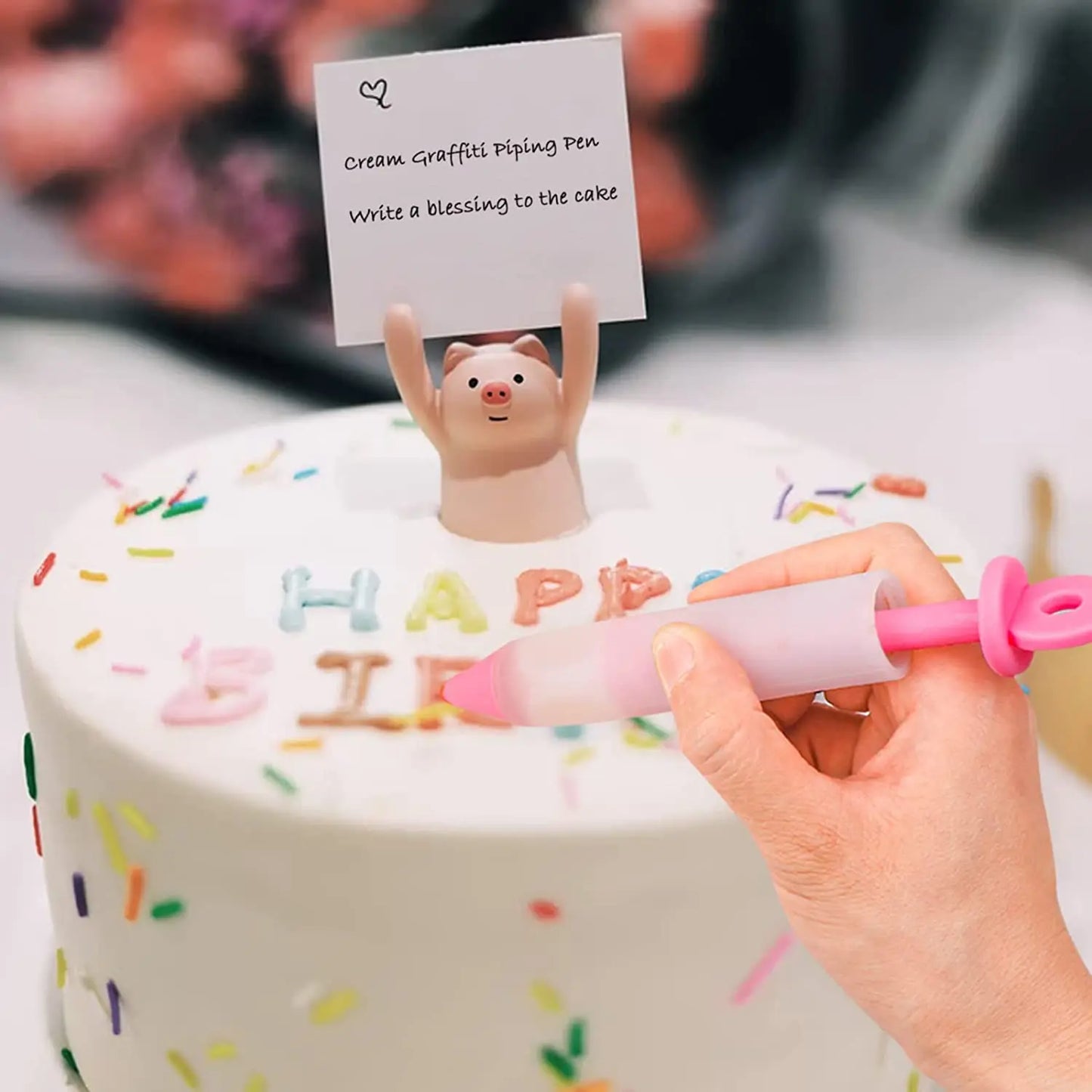 Silikon-Dekorationsstift mit 4 Aufsätzen für präzises Cake Design